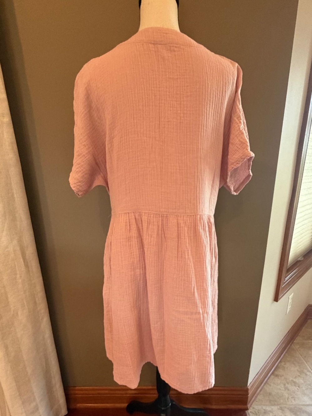 Madewell Pink Lightspun Button Front Minidress Gauzy Beachy, Size Medium - Picture 5 of 10
